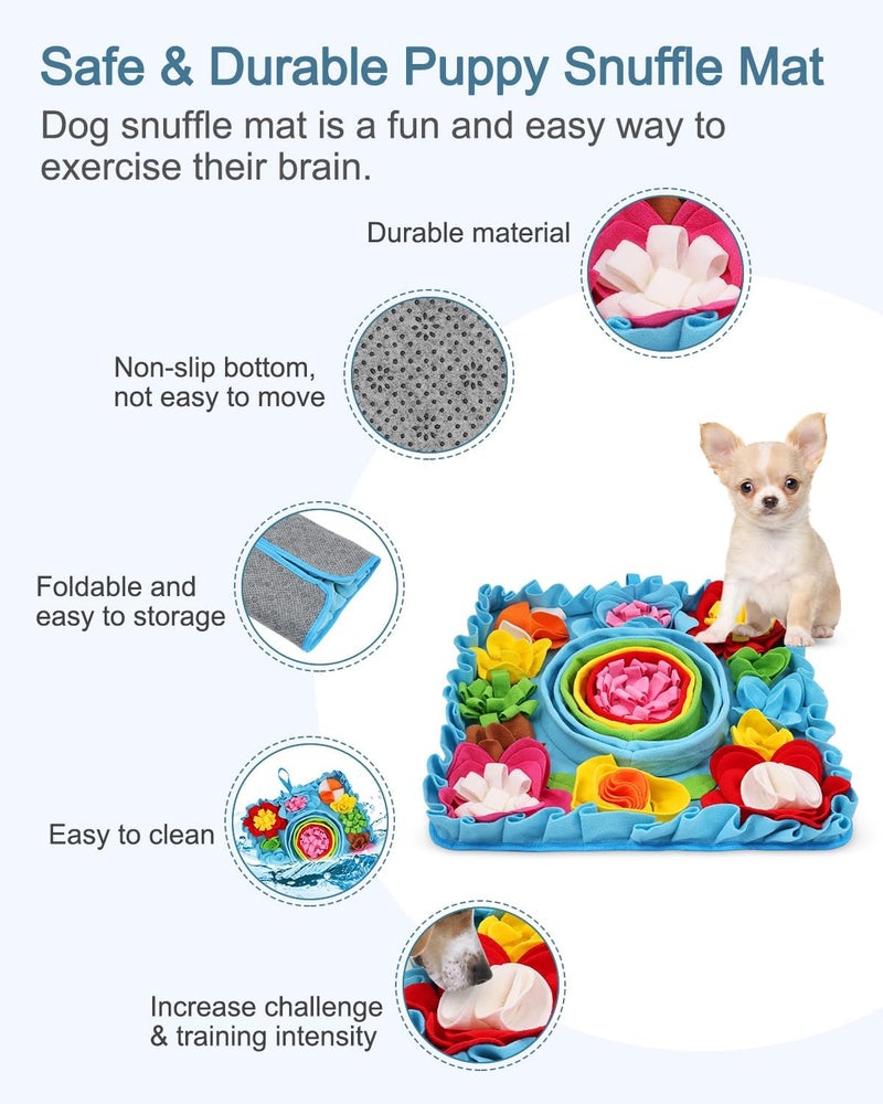Ankilo Upgraded Snuffle Mat for Dogs, 19.7''x19.7'' Interactive Feed Game for Boredom, Felt Wool Dog Feeding Mats for Small/Medium/Large Dogs, Encourages Natural Foraging Skills and Stress Relief - Image 2